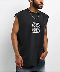 West Coast Choppers Triple Threat Black Wash Tank Top
