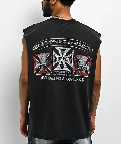 West Coast Choppers Triple Threat Black Wash Tank Top