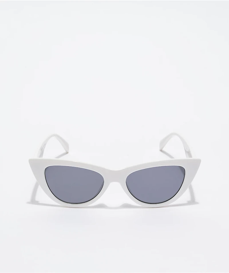 White & Smoke Lens Cateye Sunglasses