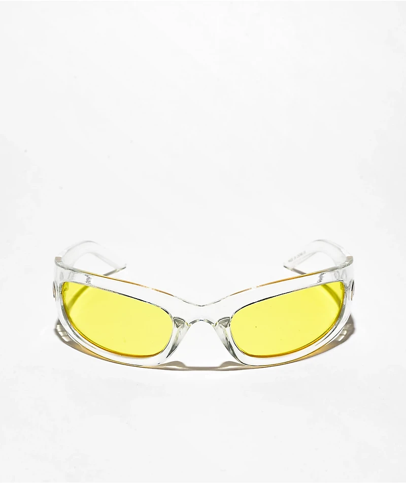 White & Yellow Moon Wrap Sunglasses