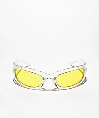 White & Yellow Moon Wrap Sunglasses