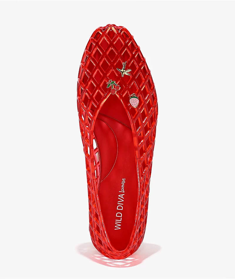 Wild Diva Suhana Red Ballet Flat Jelly Shoes