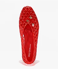 Wild Diva Suhana Red Ballet Flat Jelly Shoes