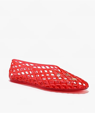 Wild Diva Suhana Red Ballet Flat Jelly Shoes