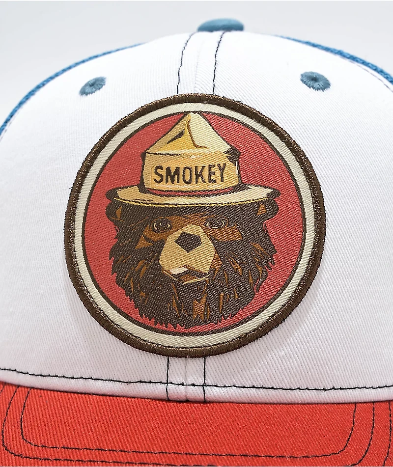 Wild Tribute Smokey The Bear Rust Red & Sky Blue Trucker Hat