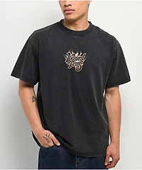 Wizard Trees Lightning Hand Black Wash T-Shirt