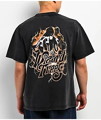 Wizard Trees Lightning Hand Black Wash T-Shirt
