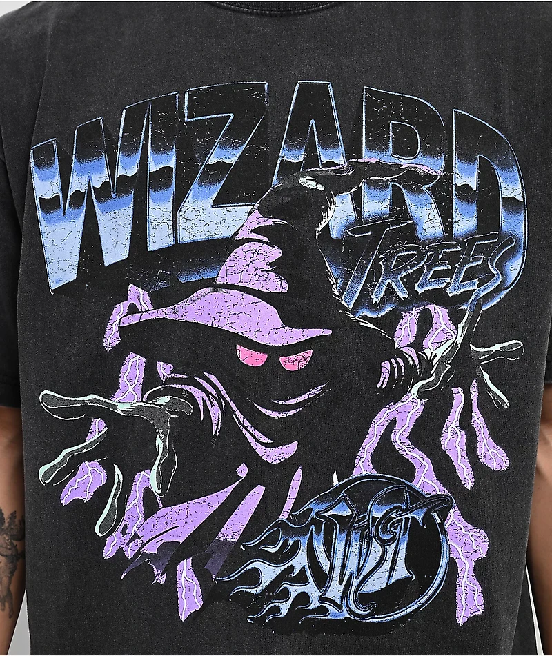 Wizard Trees Spellcaster Black Wash T-Shirt