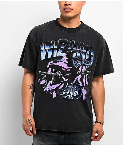 Wizard Trees Spellcaster Black Wash T-Shirt