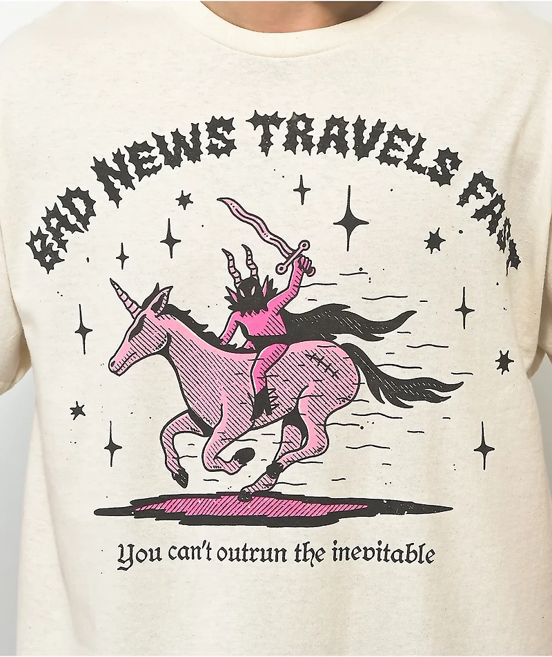 Wizard of Barge Bad News Travels Cream T-Shirt