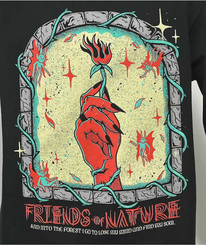 Wizard Of Barge Friends Nature Black Long Sleeve T-Shirt