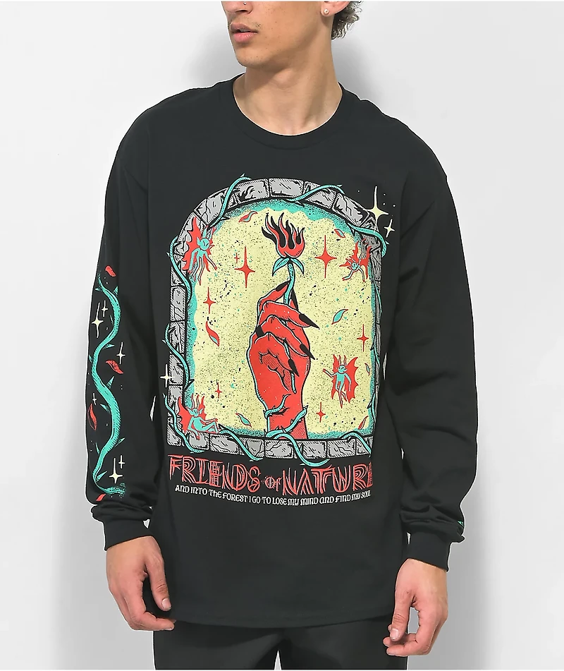 Wizard Of Barge Friends Nature Black Long Sleeve T-Shirt