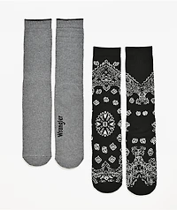 Wrangler Retro Paisley 2 Pack Black Crew Socks