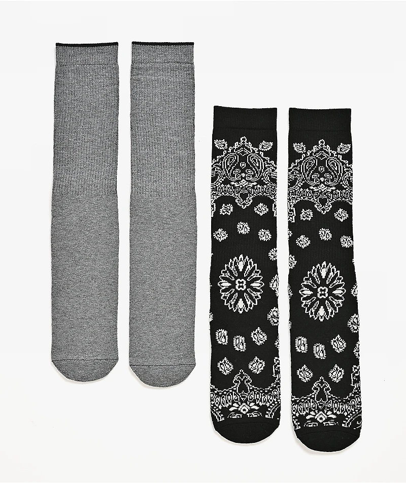 Wrangler Retro Paisley 2 Pack Black Crew Socks