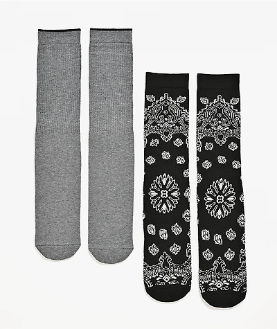 Wrangler Retro Paisley 2 Pack Black Crew Socks