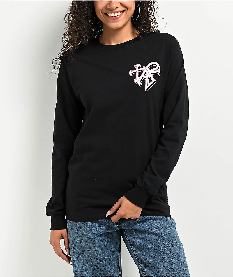 XPLR Haunted Heart Black Long Sleeve T-Shirt