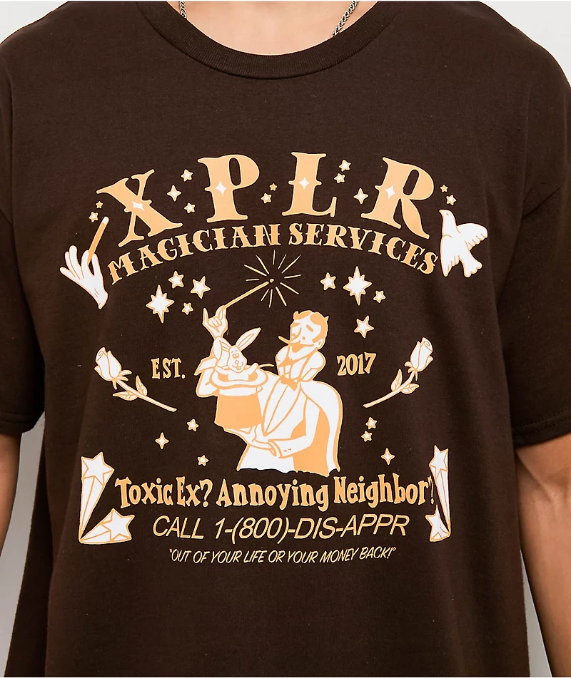 XPLR Magician Services Brown T-Shirt
