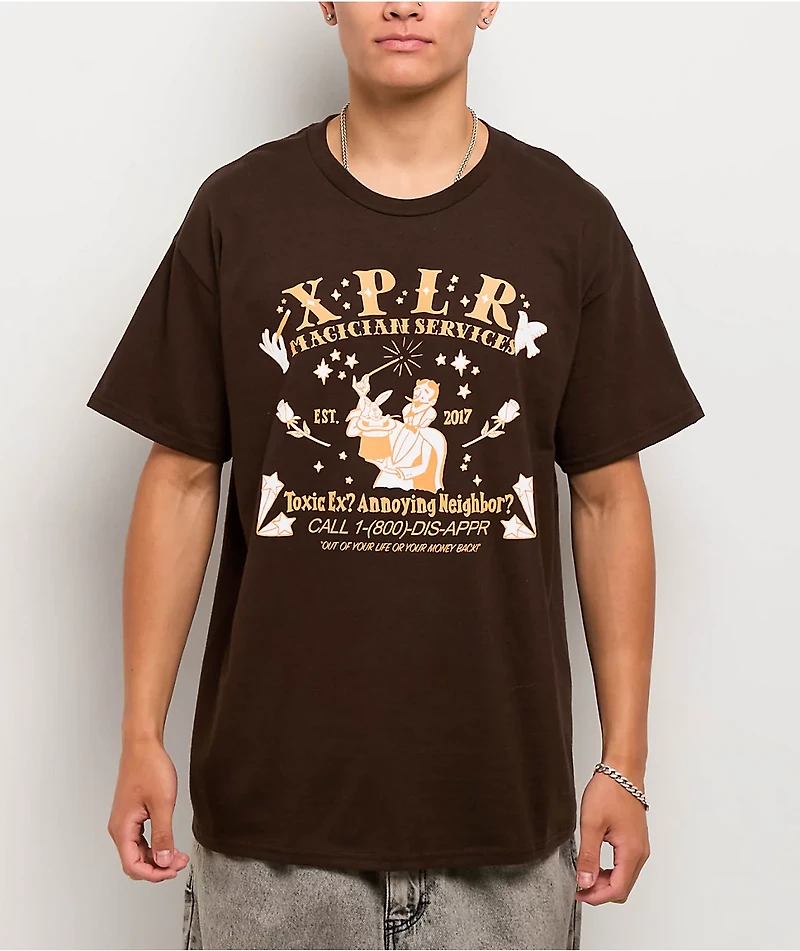 XPLR Magician Services Brown T-Shirt