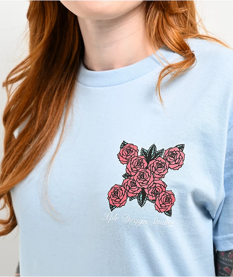 XPLR Roses Logo Light Blue T-Shirt