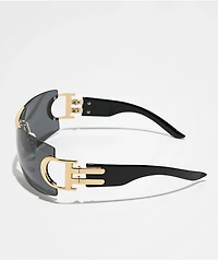 Y2K Black & Gold Oversized Sunglasses