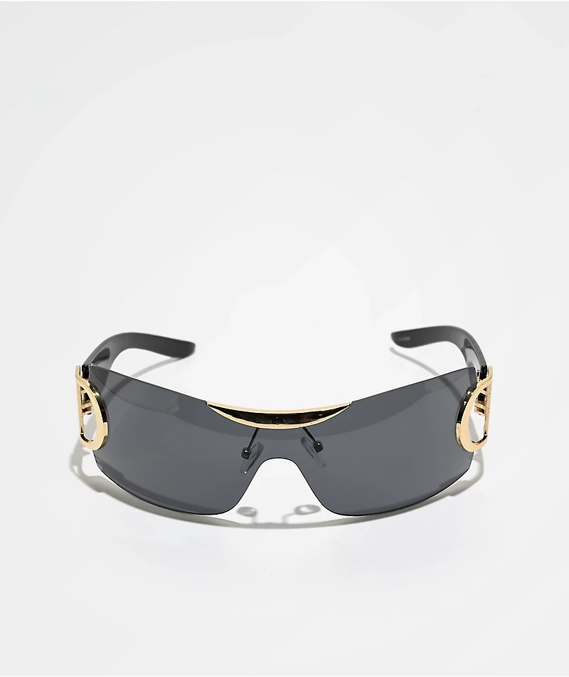 Y2K Black & Gold Oversized Sunglasses