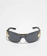 Y2K Black & Gold Oversized Sunglasses