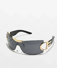 Y2K Black & Gold Oversized Sunglasses