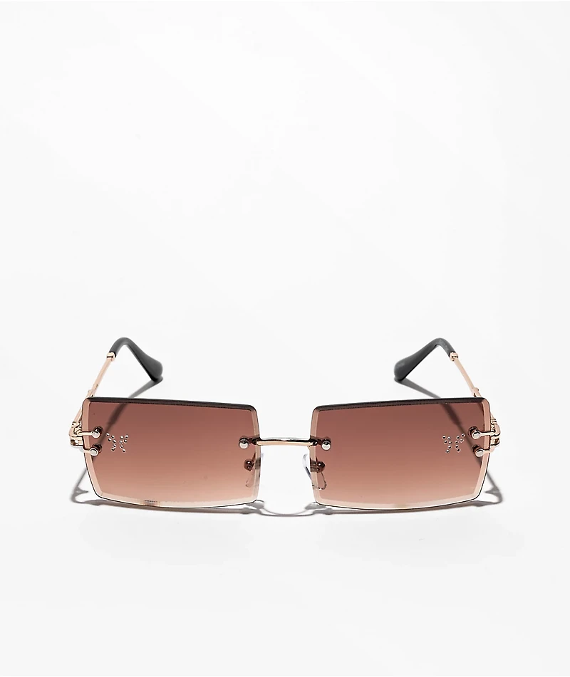 Y2K Brown Rimless Sunglasses