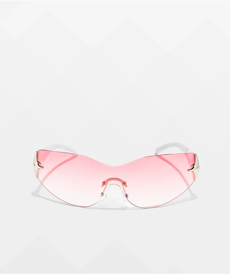 Y2K Oversized Diamond Pink & White Sunglasses