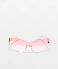 Y2K Oversized Diamond Pink & White Sunglasses