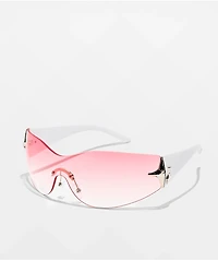 Y2K Oversized Diamond Pink & White Sunglasses