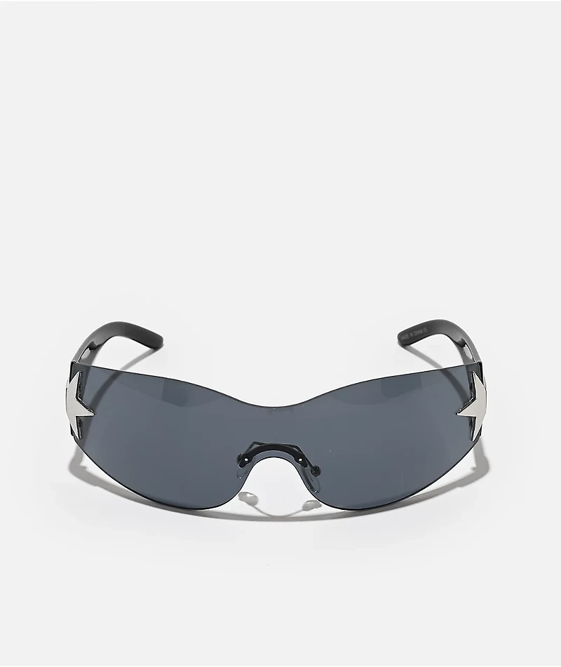 Y2K Star Black Oversized Sunglasses