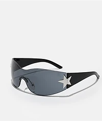 Y2K Star Black Oversized Sunglasses