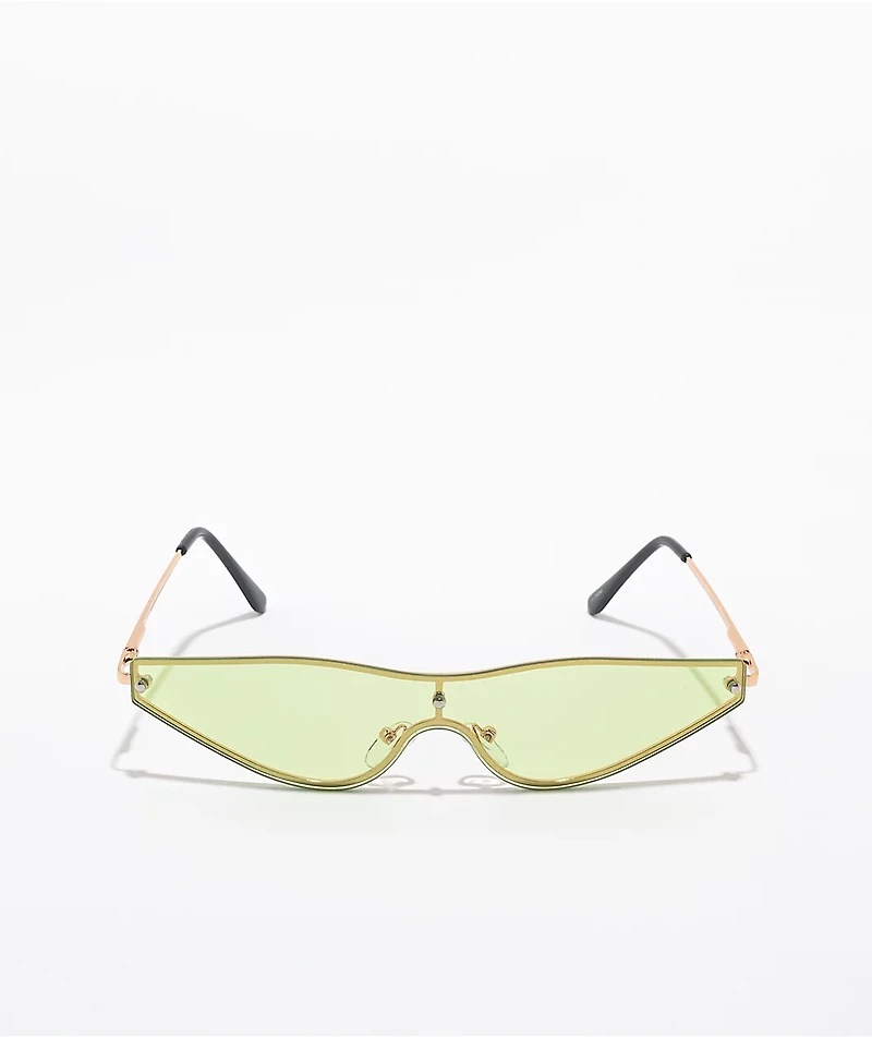 Yellow & Gold Micro Metal Shield Sunglasses