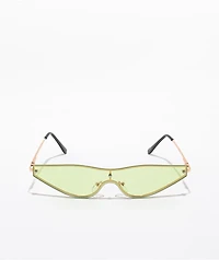Yellow & Gold Micro Metal Shield Sunglasses
