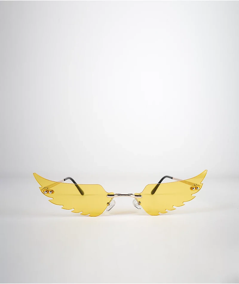 Yellow Cut-Out Wing Sunglasses