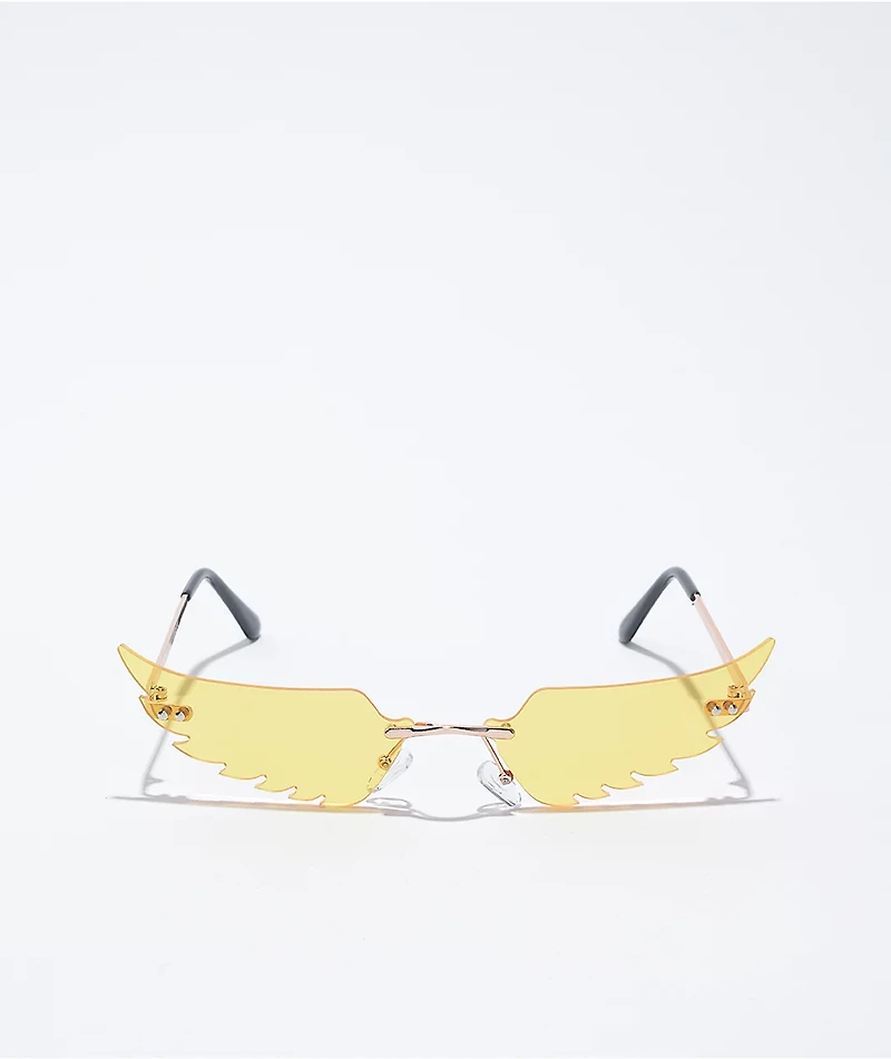 Yellow Cut-Out Wing Sunglasses