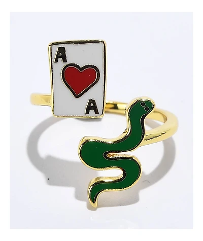 Yellow Owl Workshop Ace Of Hearts & Snake Gold Ring