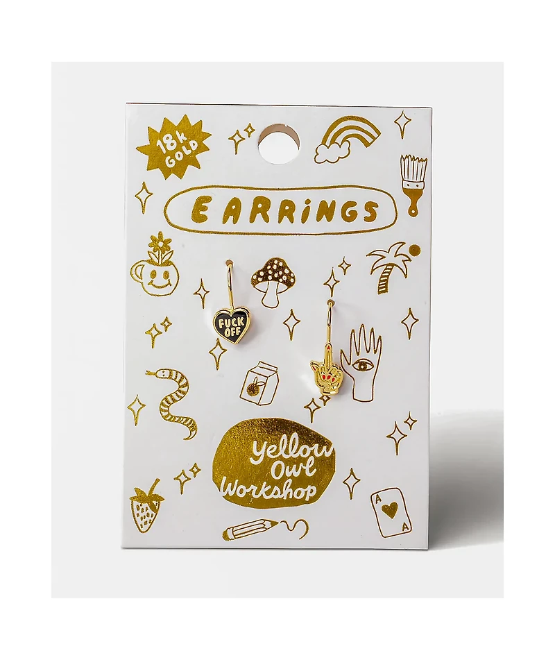 Yellow Owl Workshop F*ck Off Heart & Middle Finger Earrings