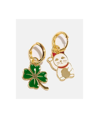 Yellow Owl Workshop Lucky Cat & Clover Earrings