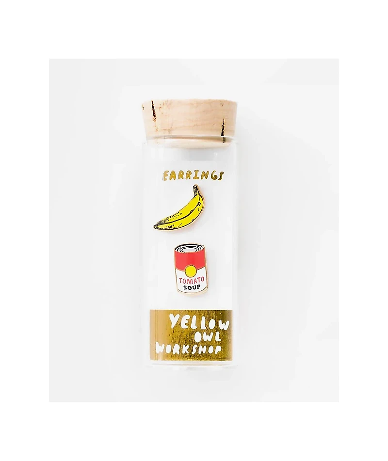 Yellow Owl Workshop Pop Art Banana & Soup Stud Earrings