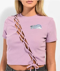 Your Highness Another Day Purple Lace Front Crop Top