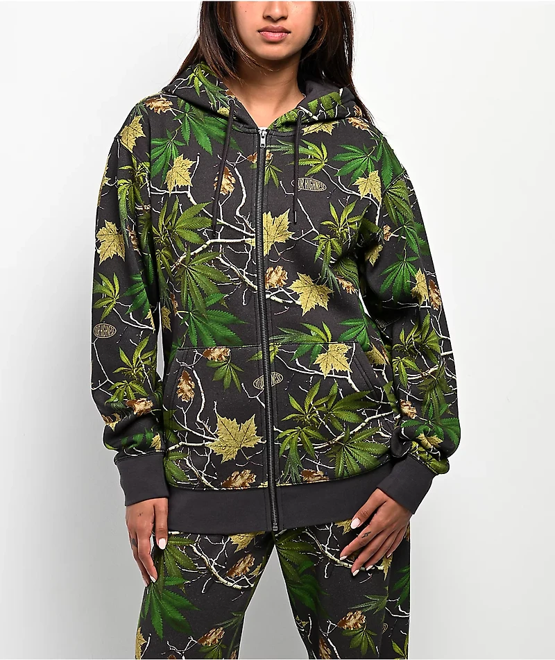 Your Highness Backwoods Camo Rhinestone Zip Hoodie