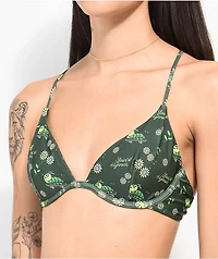Your Highness Caterpillar Green Triangle Bikini Top