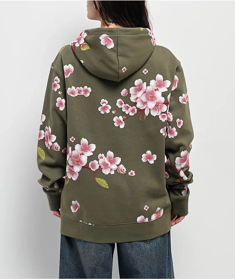 Your Highness Cherry Blossom Green Zip Hoodie