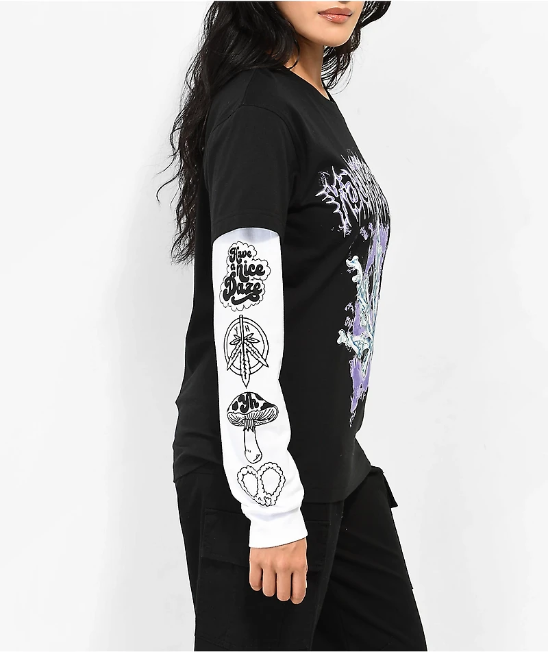 Your Highness Distal Black 2Fer Long Sleeve T-Shirt