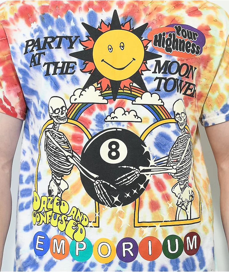 Your Highness Emporium Club Yellow, Blue & Red Tie Dye T-Shirt