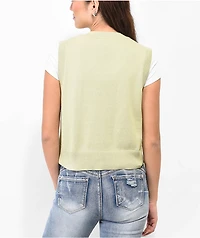 Your Highness Freefall Green Crop Sweater Vest