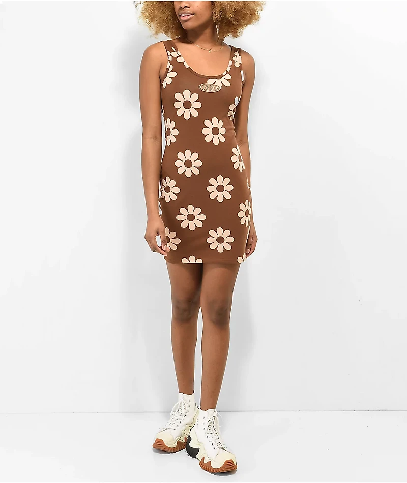 Your Highness Hazy Daisy Brown Tank Dress
