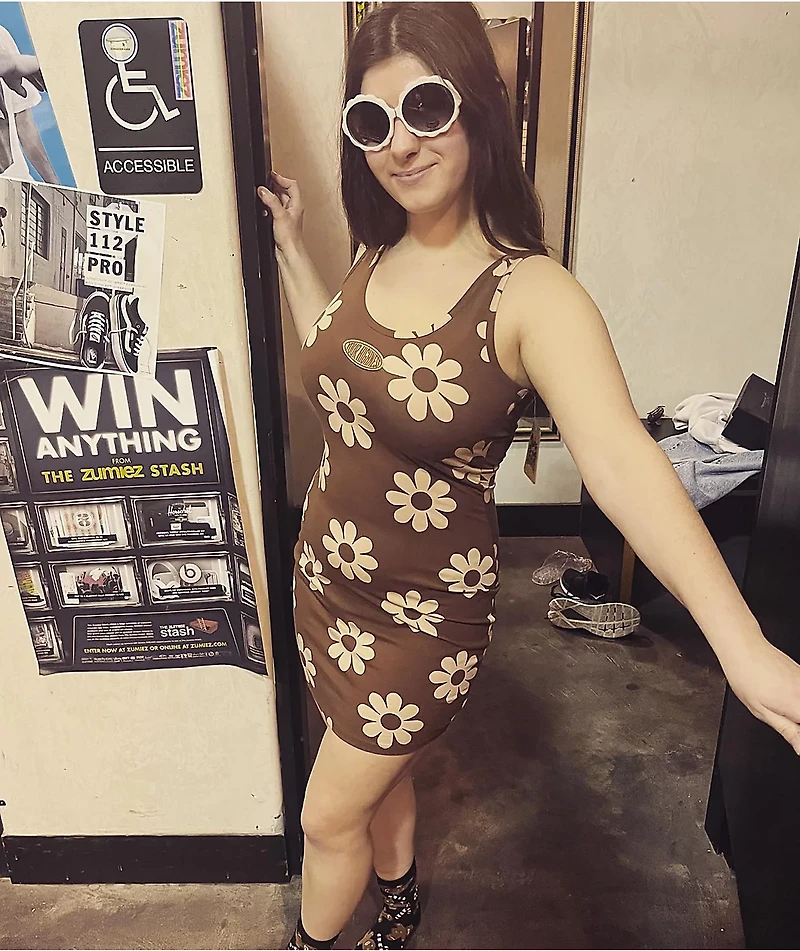Your Highness Hazy Daisy Brown Tank Dress